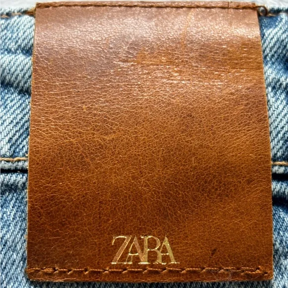 ZARA High Rise Full Length Straight Leg Blue Jeans--6 - Picture 2 of 16